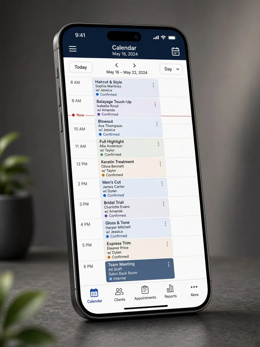 KELFIX day calendar with appointments and breaks